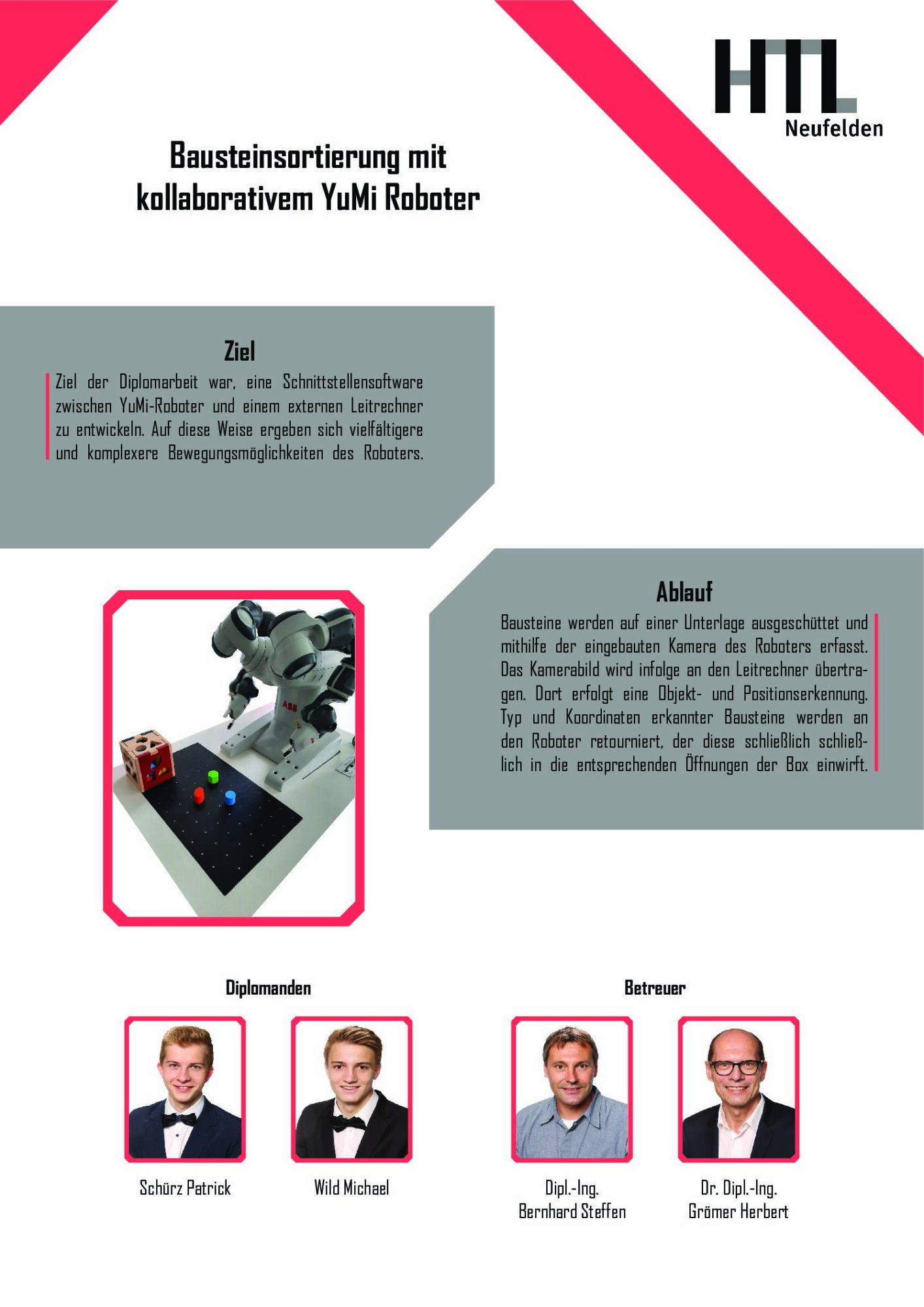Projektplakat Bausteinsortierung mit kollaborativem Roboter