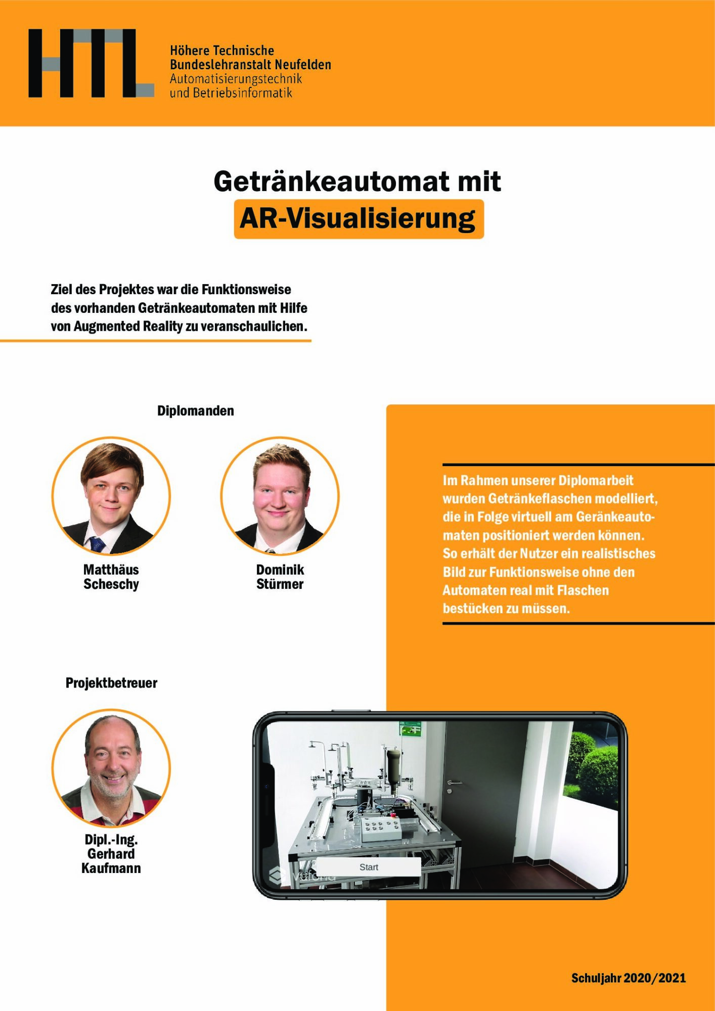 Projektplakat Getränkeautomat mit AR Visualisierung
