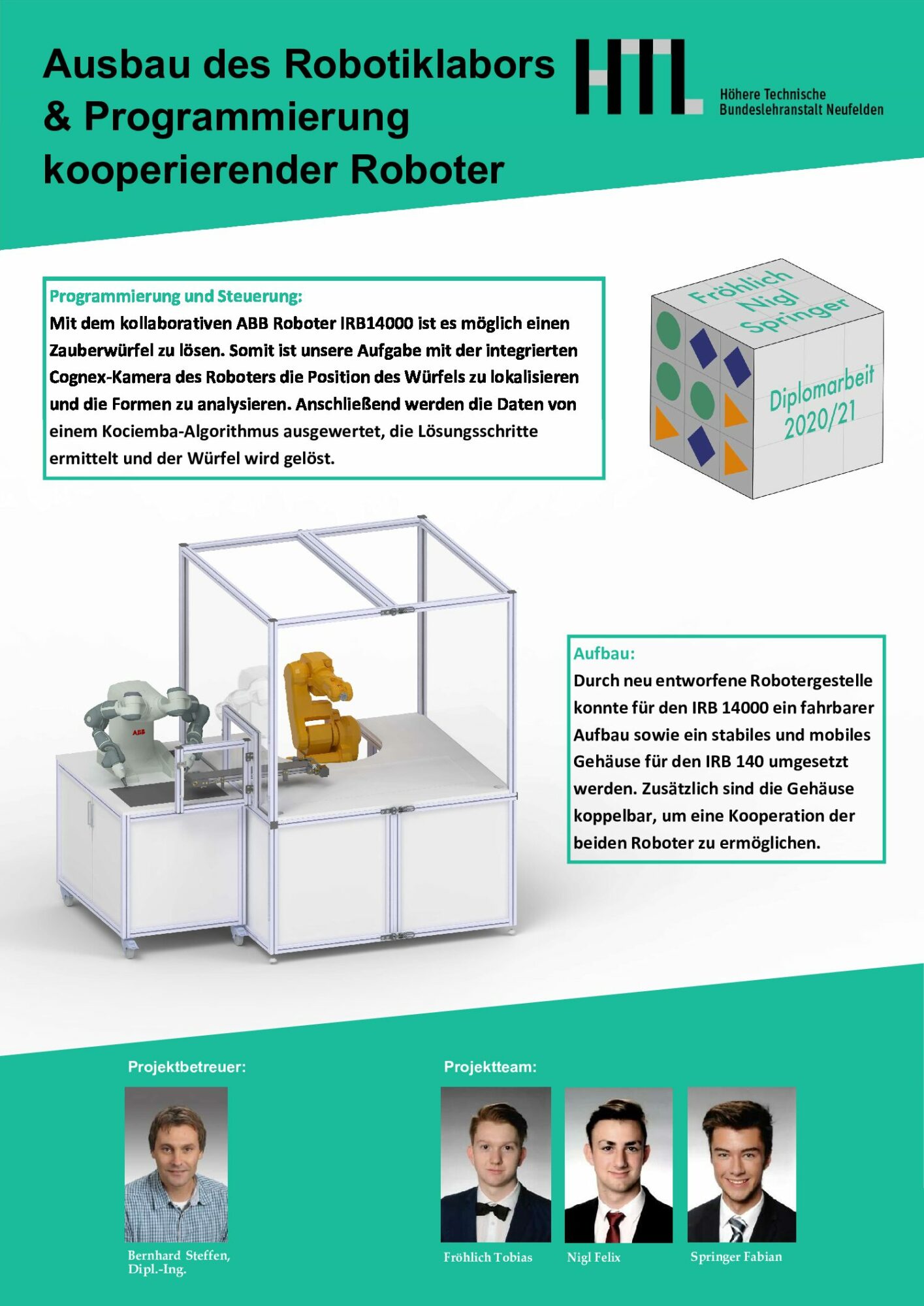 Projektplakat Ausbau des Robotiklabors und Programmierung kooperierender Roboter